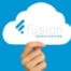 Fusion Bookkeeping, cloud accounting experts, image of someone holding a cloud with Fusion logo on it.